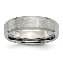 Titanium Brushed Center 6mm Beveled Edge Band