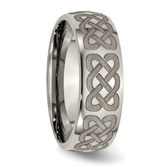 Titanium Polished Celtic Laser Design Unisex Wedding Band 8mm Engravable