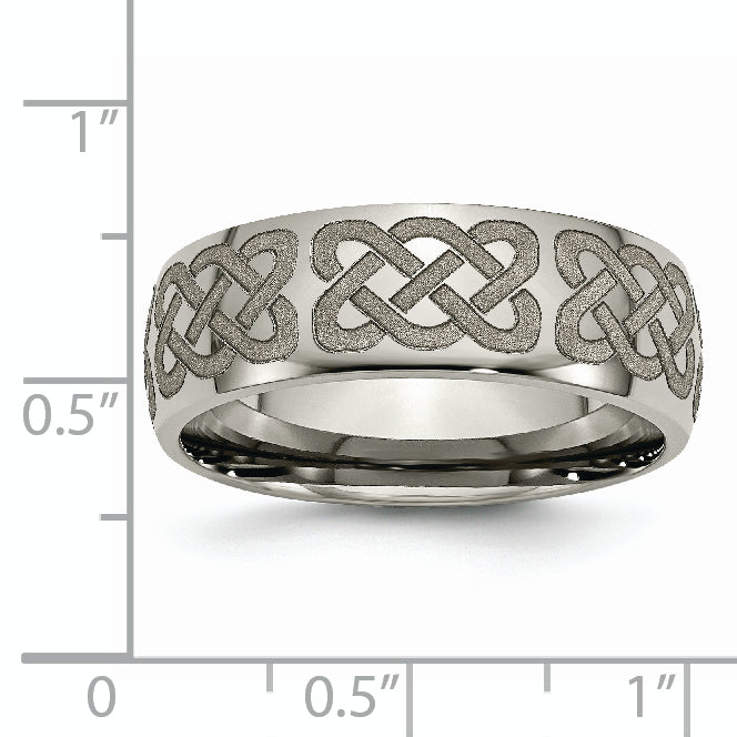 Titanium Polished Celtic Laser Design Unisex Wedding Band 8mm Engravable