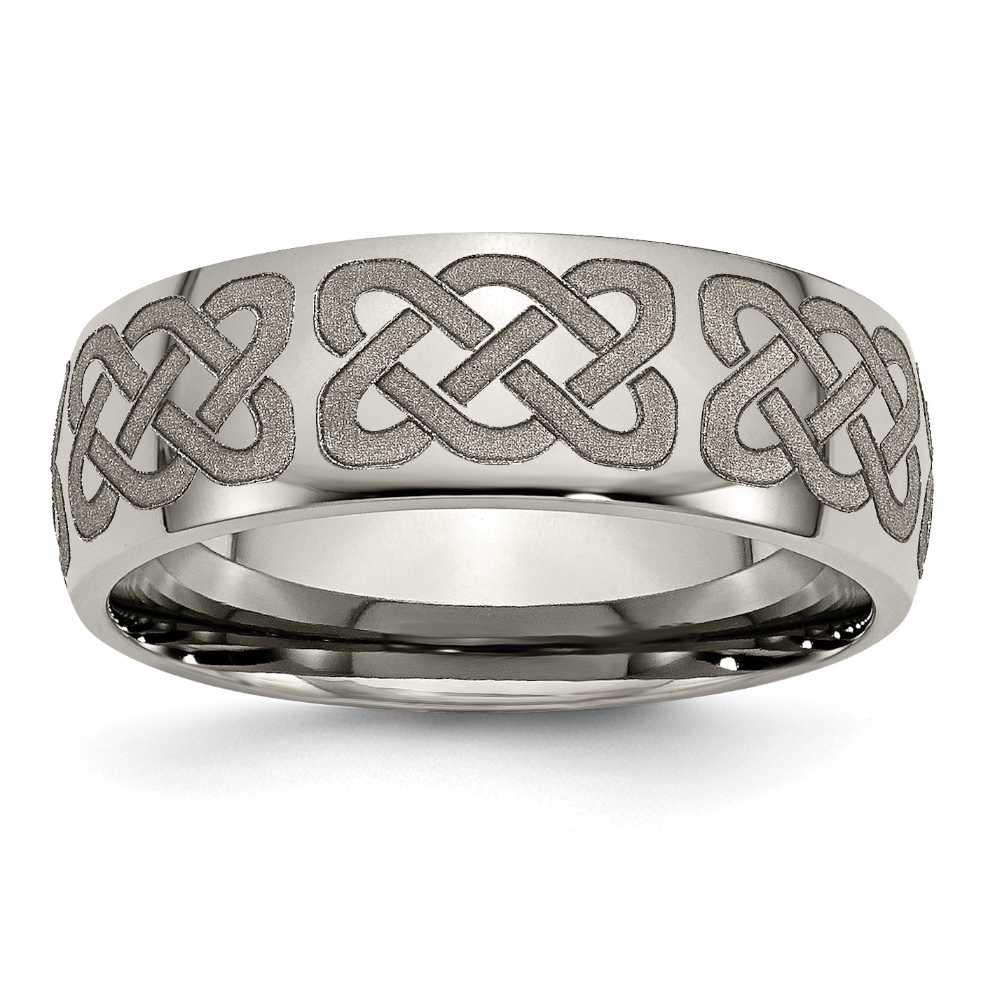 Titanium Polished Celtic Laser Design 8mm Band