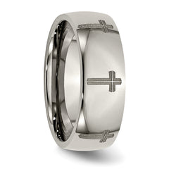 Sophia Jewelers Titanium Unisex Wedding Band with Polished Laser Design