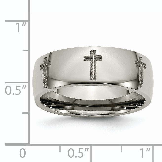 Sophia Jewelers Titanium Unisex Wedding Band with Polished Laser Design