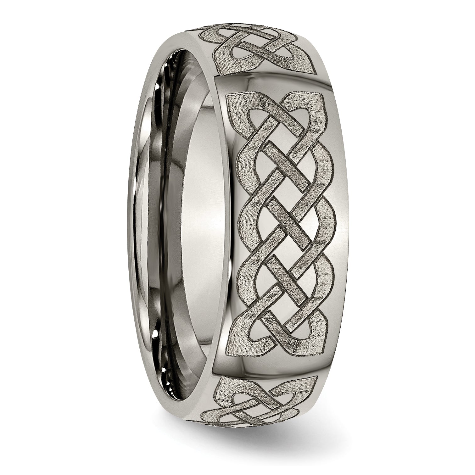 Titanium Unisex Celtic Wedding Band with Polished Laser Design