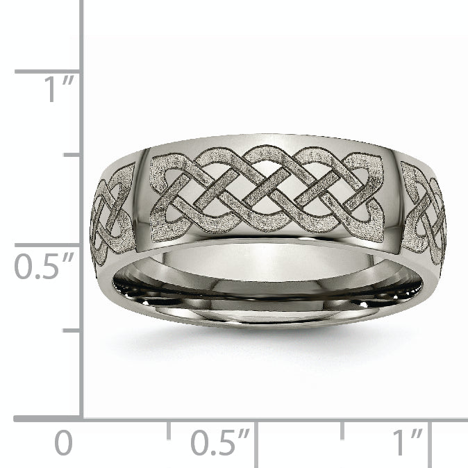 Titanium Unisex Celtic Wedding Band with Polished Laser Design