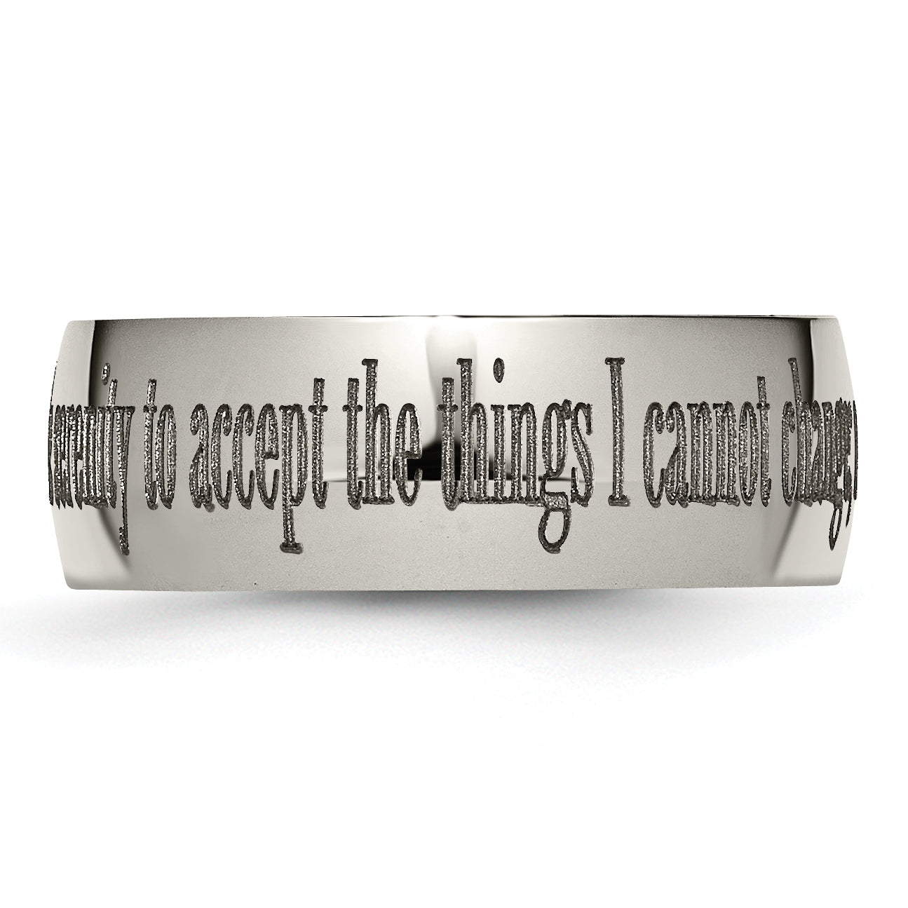 Titanium Polished Serenity Prayer Laser Design 8mm Band