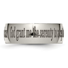 Titanium Polished Serenity Prayer Laser Design 8mm Band