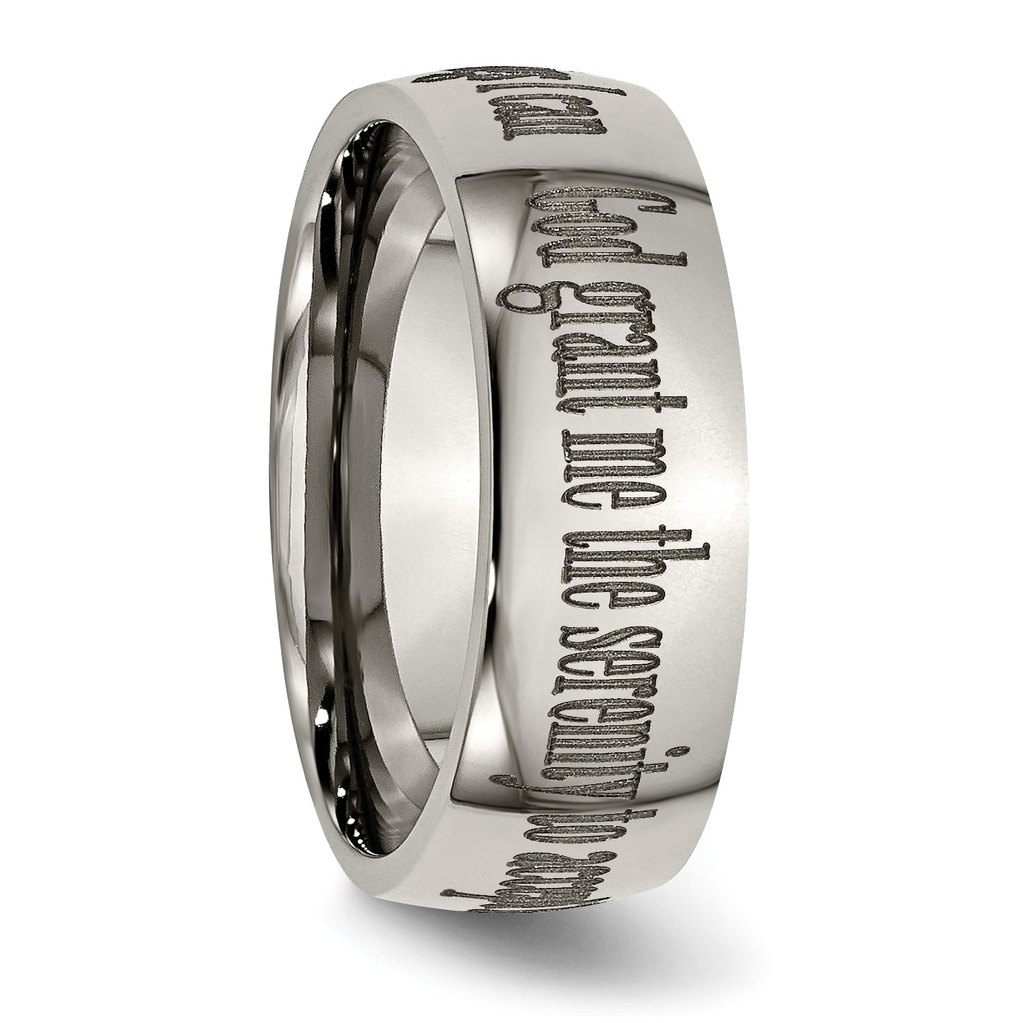 Titanium Polished Serenity Prayer Laser Design 8mm Band