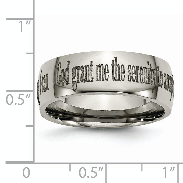 Titanium Polished Serenity Prayer Laser Design 8mm Band