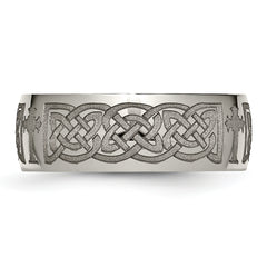 Titanium Polished Celtic Cross Laser Design 8mm Band