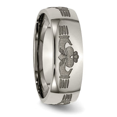 Titanium Polished Claddagh Wedding Band with Engravable Laser Design