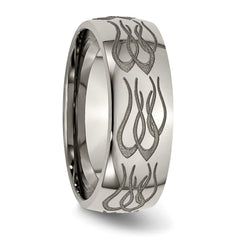 Titanium Polished Flame Laser Design 8mm Band