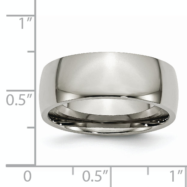 Titanium Polished 8mm Half Round Band