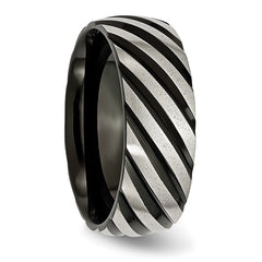 Sophia Jewelers Titanium Wedding Band with Grooved Black IP Plating