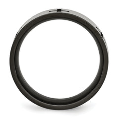 Titanium Brushed Black IP-plated Cross 7mm Band