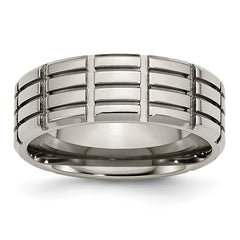 Titanium 8mm Grooved Polished Band