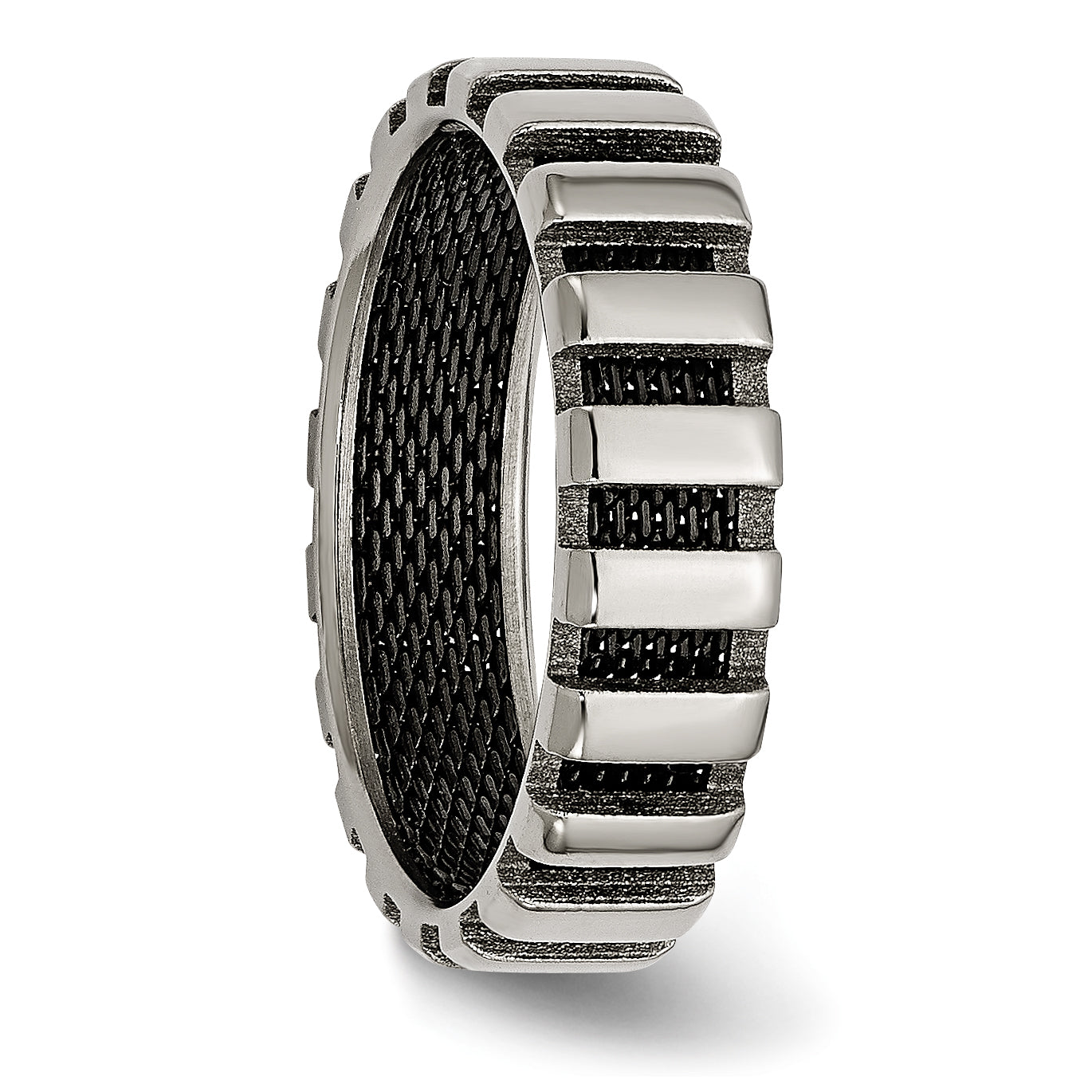 Titanium Unisex Wedding Band with Black IP-Plated Wire Elegance