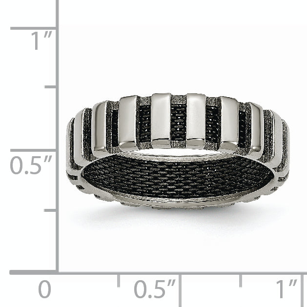 Titanium Unisex Wedding Band with Black IP-Plated Wire Elegance