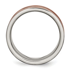 Titanium Grooved 8mm Brown IP-plated Polished Withbrushed Center Band