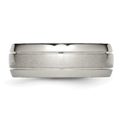 Titanium Brushed and Polished 8mm Grooved Band