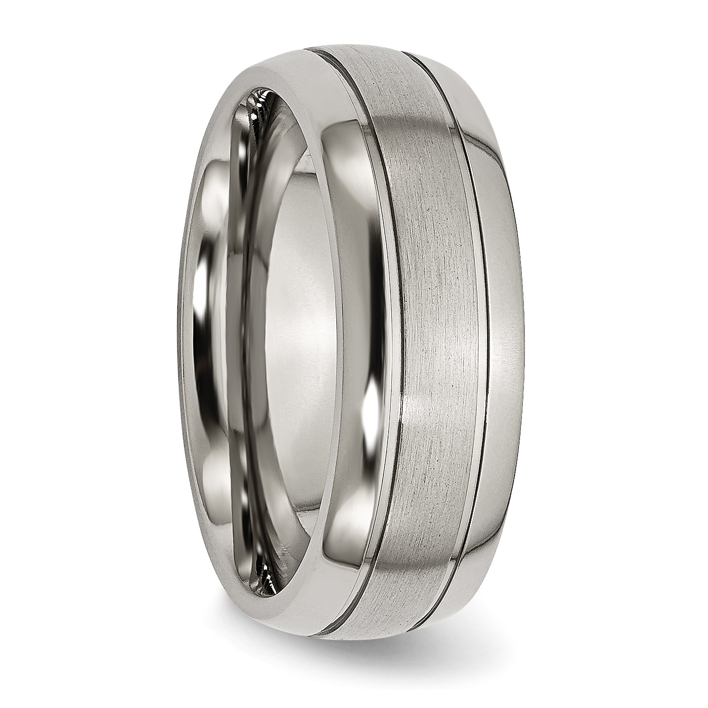 Titanium Brushed and Polished 8mm Grooved Band