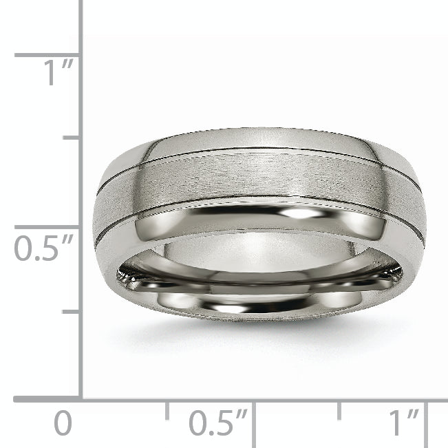 Titanium Brushed and Polished 8mm Grooved Band