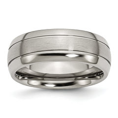 Titanium Brushed and Polished 8mm Grooved Band