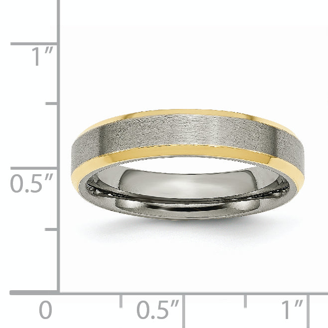 Titanium Gold-Tone 5mm Unisex Engravable Beveled Wedding Band