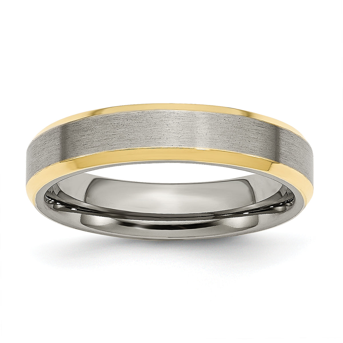 Titanium Brushed Yellow IP-plated 5mm Beveled Edge Band