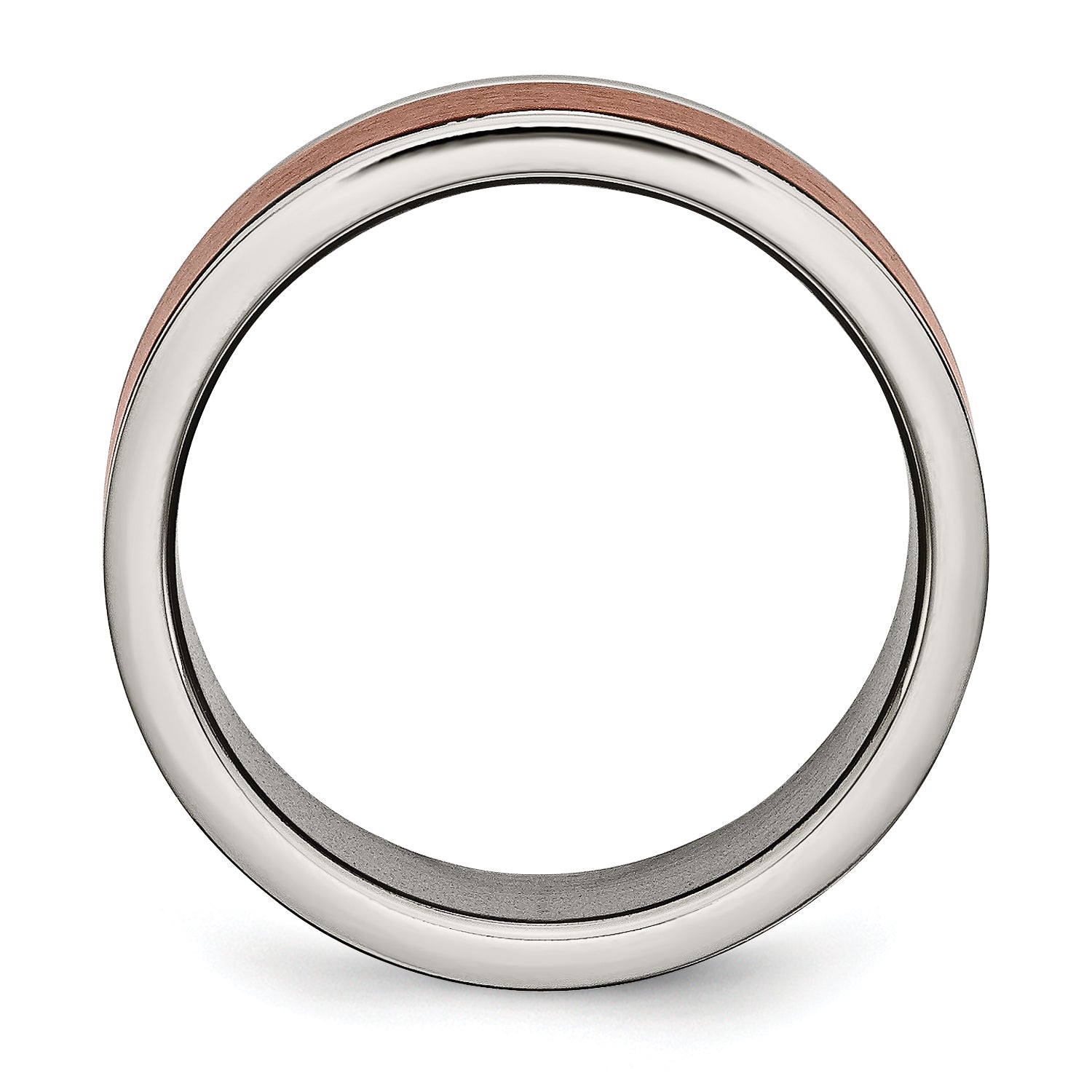 Titanium Wedding Band with Brown IP-Plating and Grooved Edges