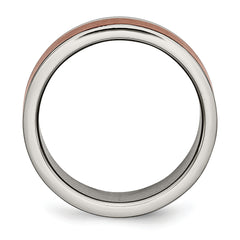 Titanium Brushed Center Brown IP-plated 8mm Grooved Edge Band