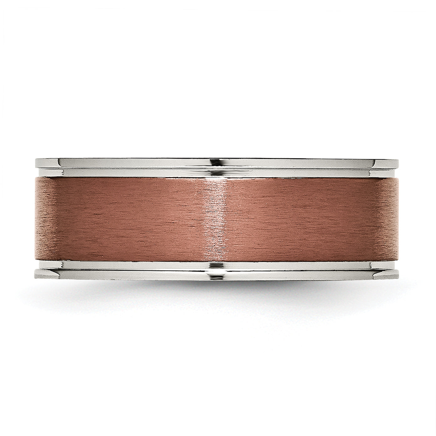 Titanium Wedding Band with Brown IP-Plating and Grooved Edges