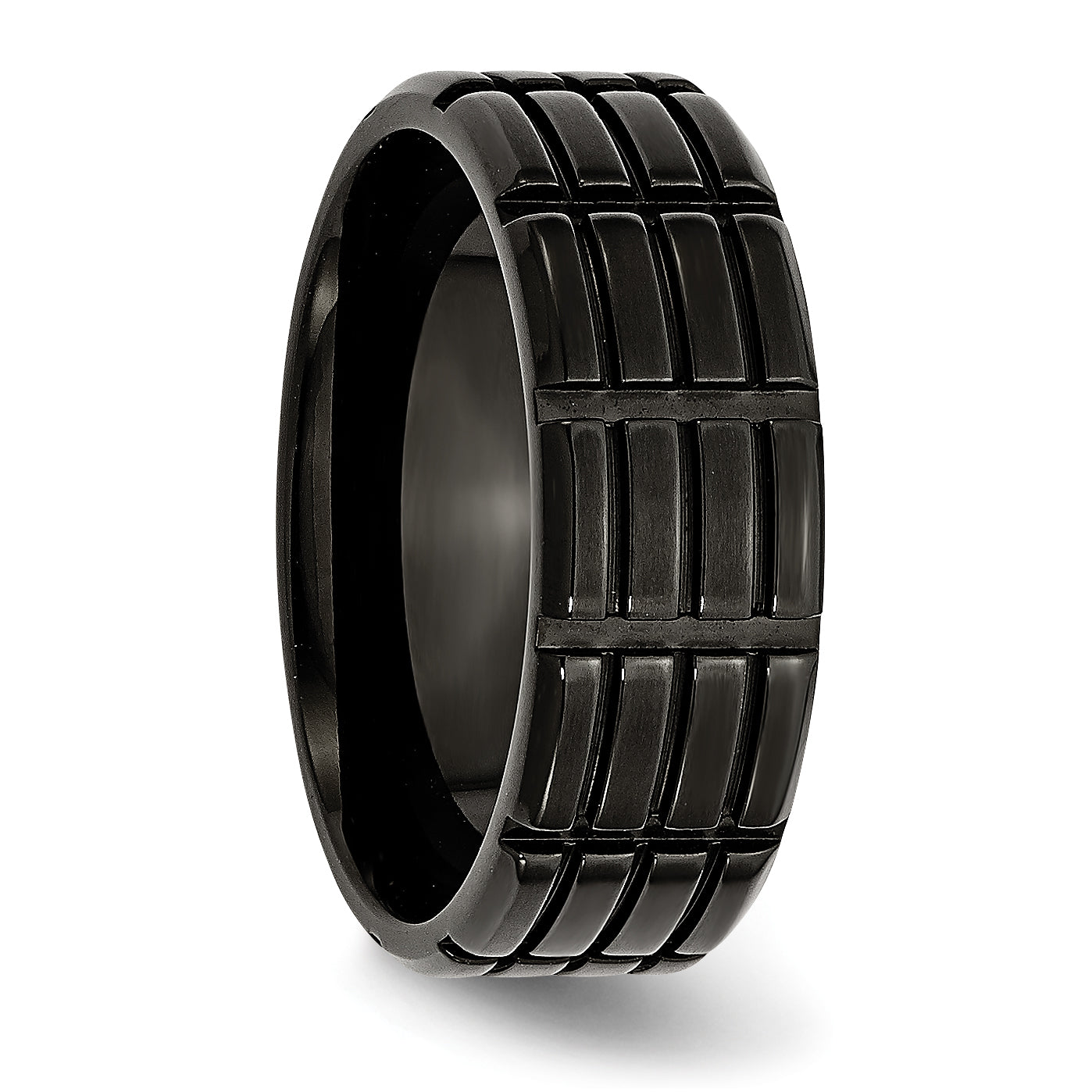 Sophia Jewelers Titanium Unisex Wedding Band with Black IP Groove