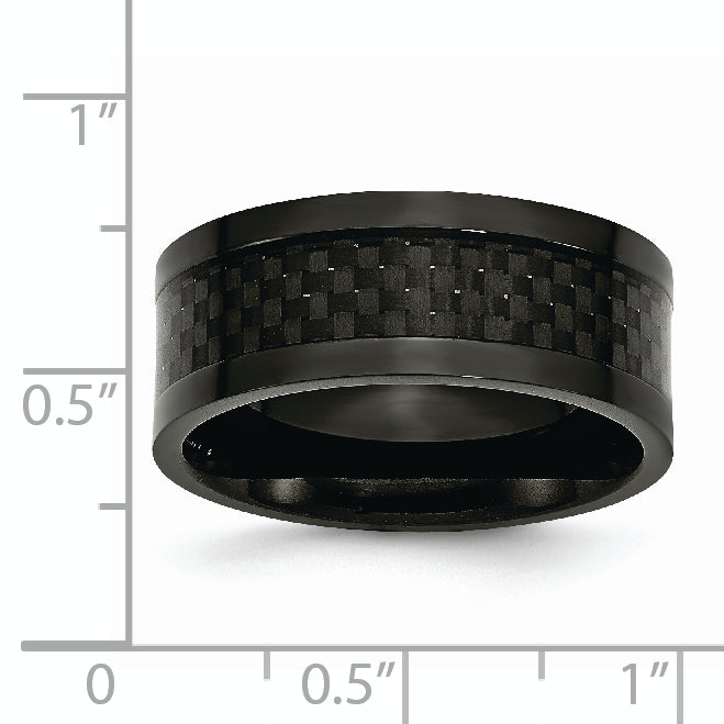 Titanium Polished Black IP-plated with Carbon Fiber Inlay 9mm Band