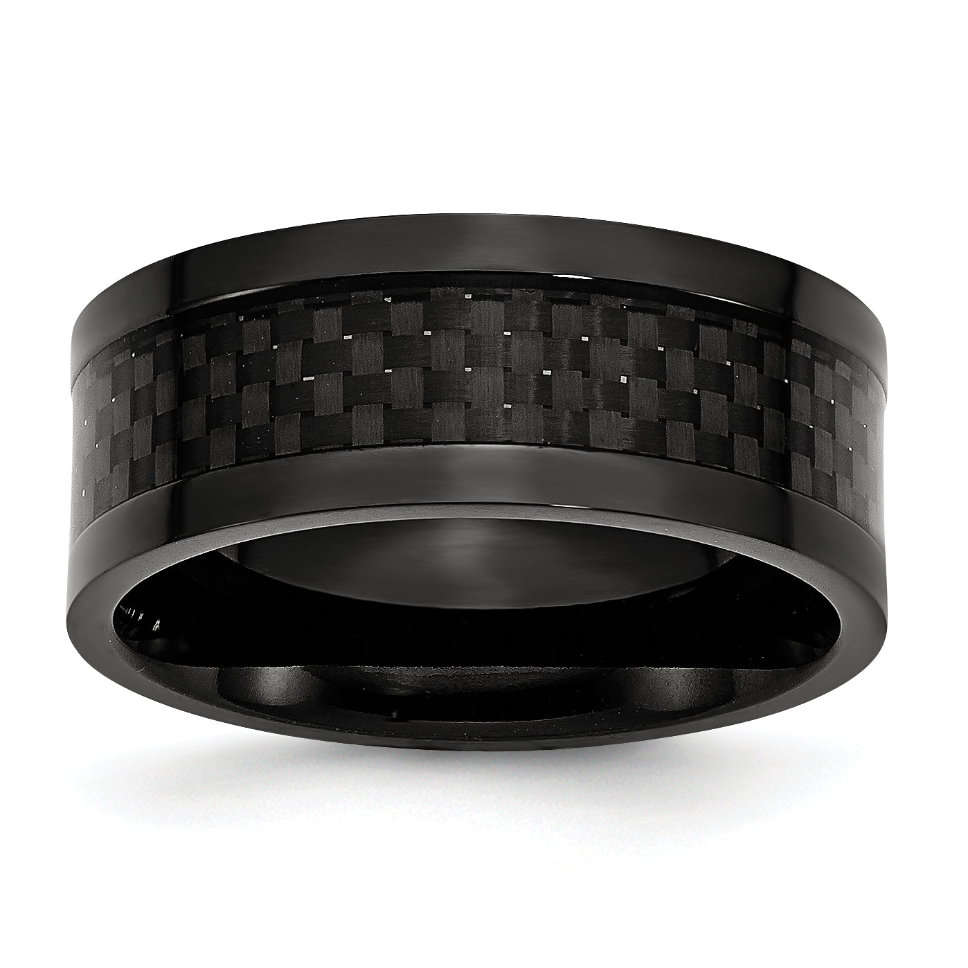 Titanium Polished Black IP-plated with Carbon Fiber Inlay 9mm Band