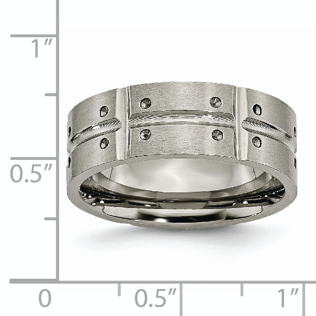 Titanium Grooved Wedding Band with Dual Finish Unisex Wedding