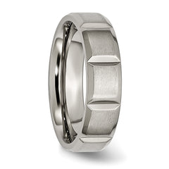 Titanium Grooved Unisex Wedding Band with Polished Brushed Finish