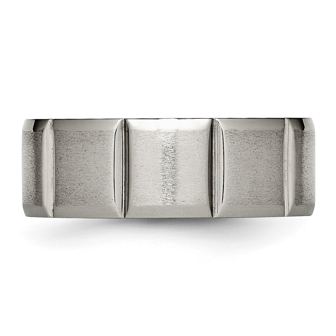 Sophia Jewelers Titanium Grooved Wedding Band with Polished Satin Finish