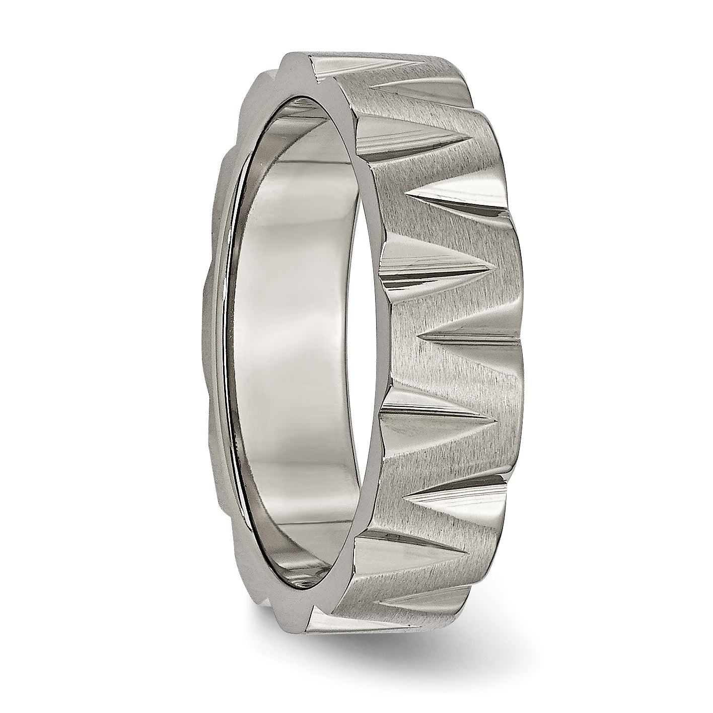 Titanium 6mm Notched Wedding Band with Polished Brushed Finish Engravable