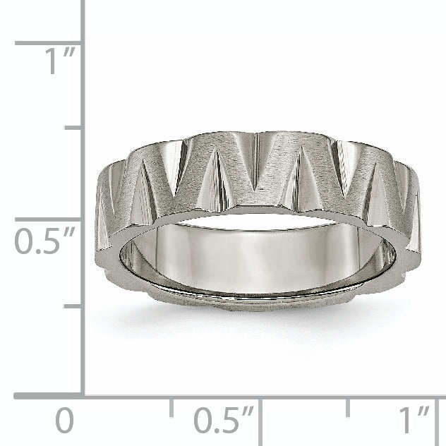 Titanium 6mm Notched Wedding Band with Polished Brushed Finish Engravable