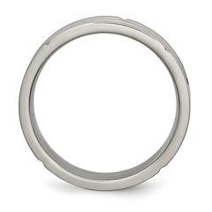 Titanium Unisex Wedding Band with Polished Satin Grooves Engravable