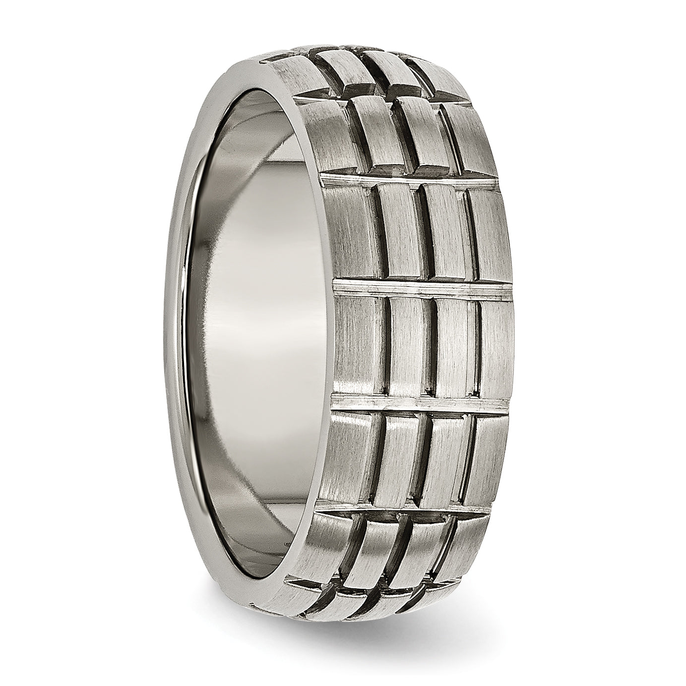 Titanium Brushed Unisex Wedding Band with Notched Detail