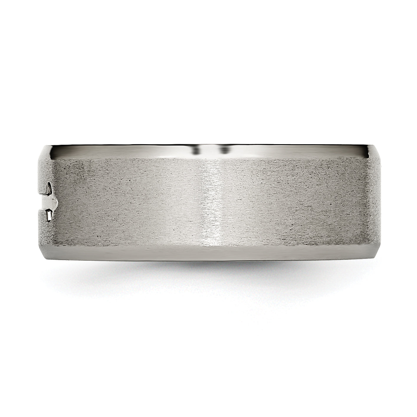 Titanium Brushed Center Cross Design 8mm Beveled Edge Band