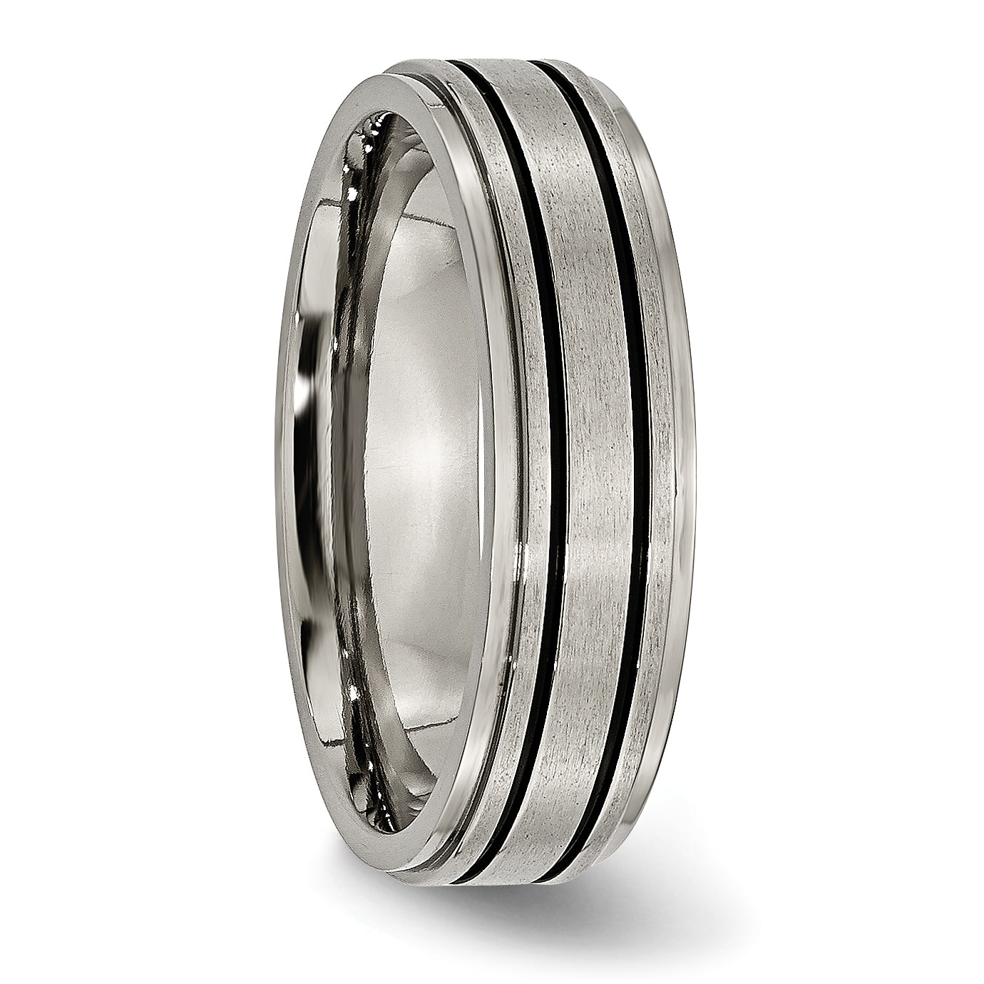 Titanium Unisex Wedding Band with Black Enamel and Engraving Option