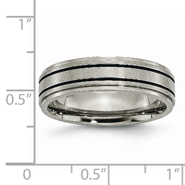 Titanium Unisex Wedding Band with Black Enamel and Engraving Option