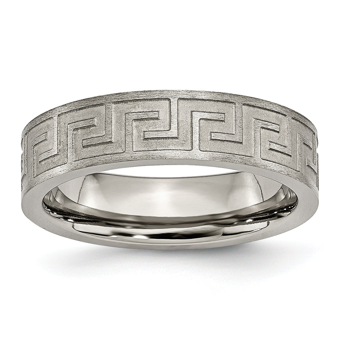 Titanium Greek Key 6mm Satin & Polished Band