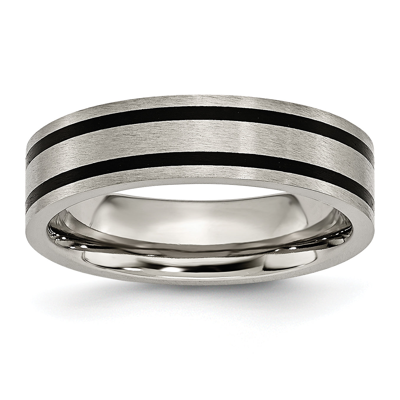 Titanium Brushed Black Enamel 6mm Flat Band