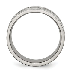 Titanium Satin Center 8mm Roman Numerals Flat Band