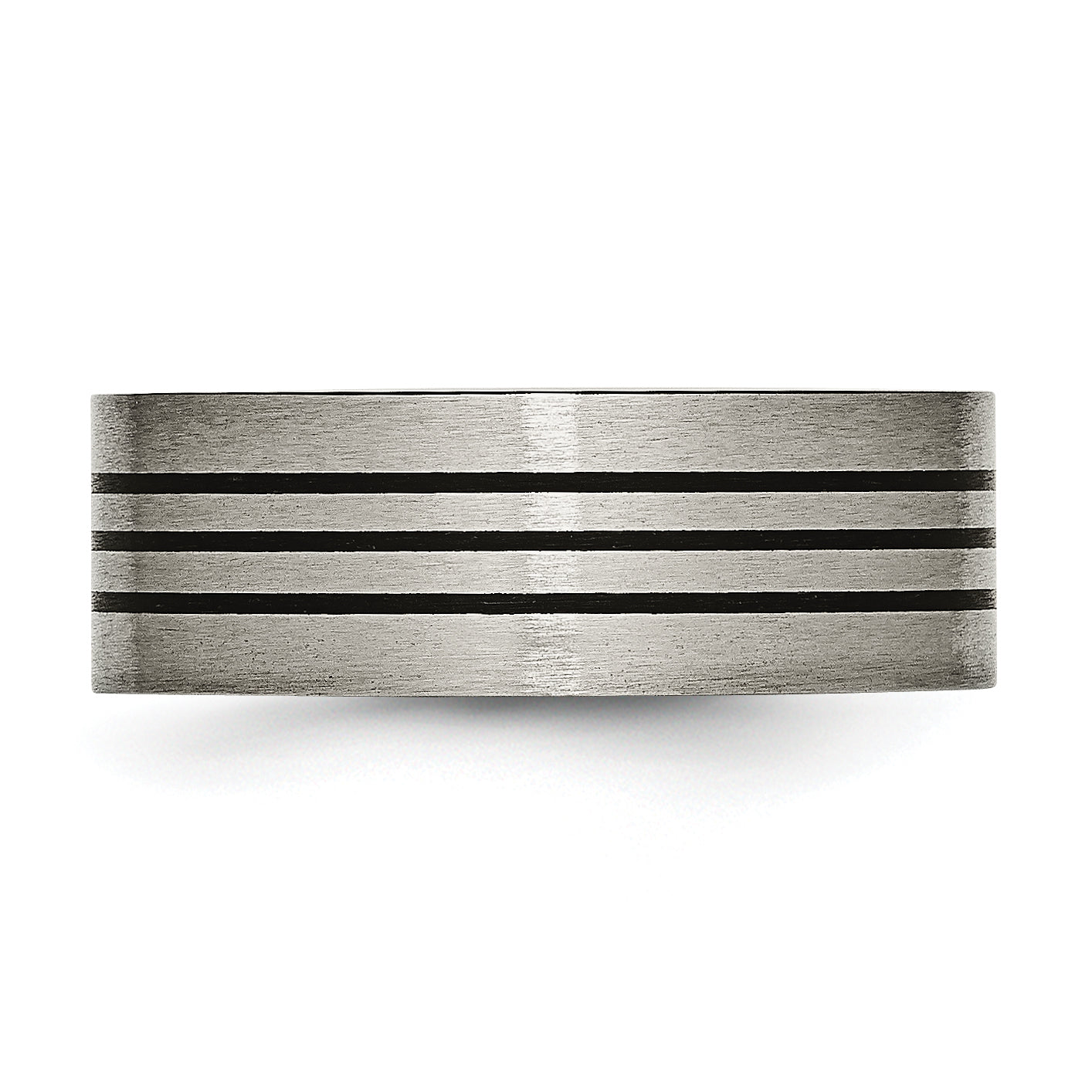 Titanium Unisex Wedding Band with Satin Enamel Stripes, Engravable