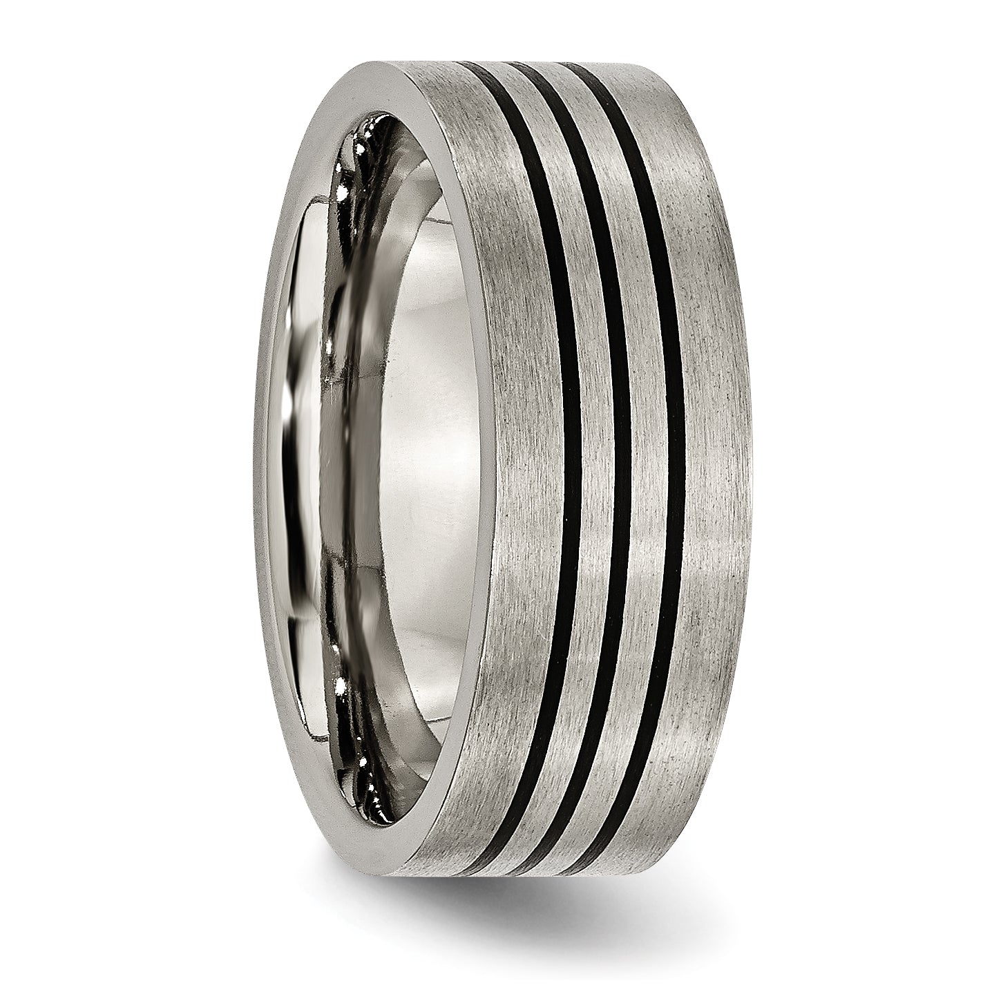 Titanium Unisex Wedding Band with Satin Enamel Stripes, Engravable