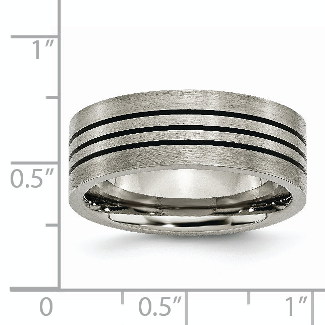 Titanium Unisex Wedding Band with Satin Enamel Stripes, Engravable